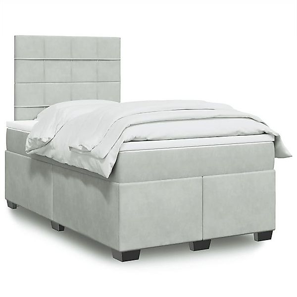 vidaXL Bettgestell Boxspringbett mit Matratze Hellgrau 120x200 cm Samt Bett günstig online kaufen