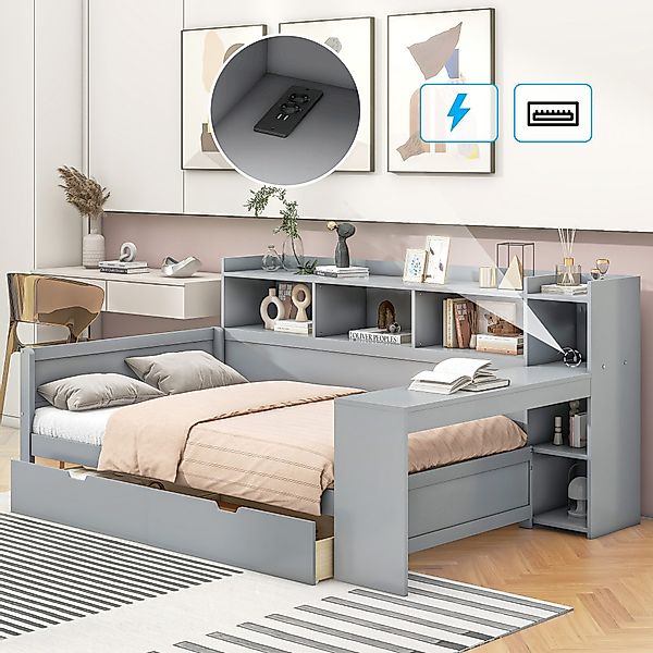 TavilaEcon Stauraumbett mit Steckdose, USB-Anschluss, 2 günstig online kaufen