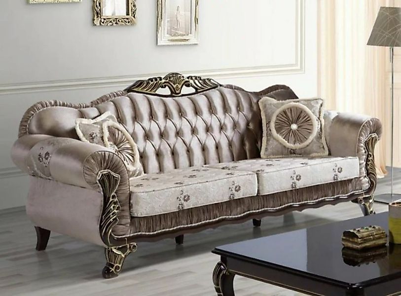 Casa Padrino Sofa Barock Sofa Braun / Beige / Schwarz / Gold 230 x 84 x H. günstig online kaufen