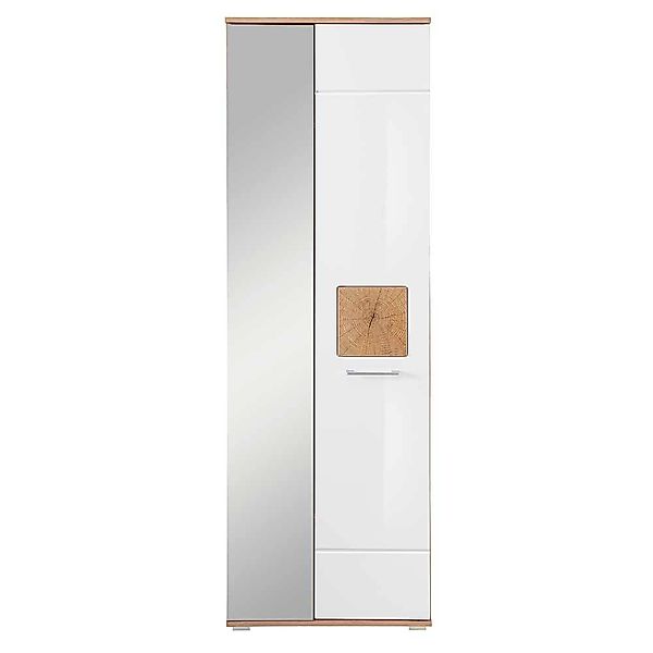Flurschrank mit Spiegeltür in Wildeichefarben & Weiß 65 cm breit günstig online kaufen