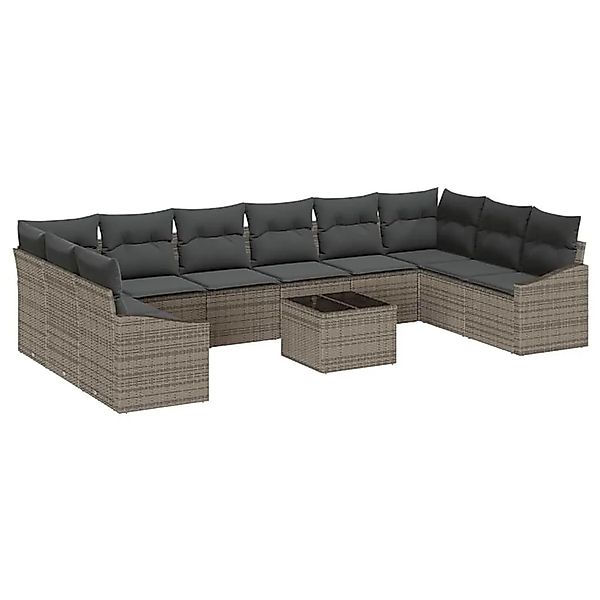 vidaXL Gartensofa-Set mit Speicher Hellgrau Poly-Rattan 3355578 günstig online kaufen