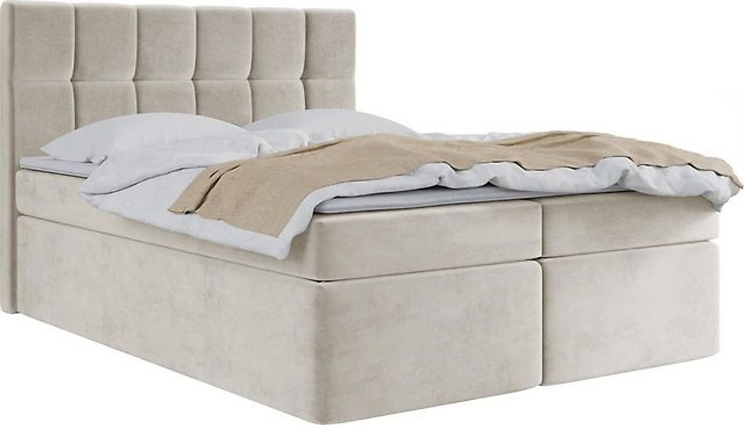 WFL GROUP Boxspringbett mit Topper ARTENO, Samt Doppelbett mit Bettkasten günstig online kaufen