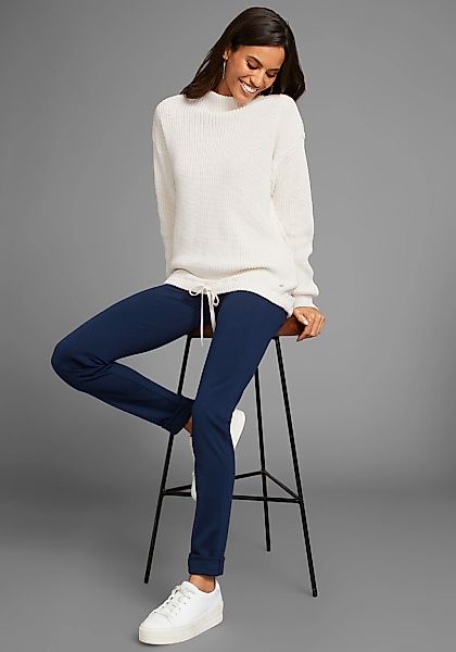 DELMAO Stehkragenpullover, mit verstellbarem Saum durch Bindeband günstig online kaufen