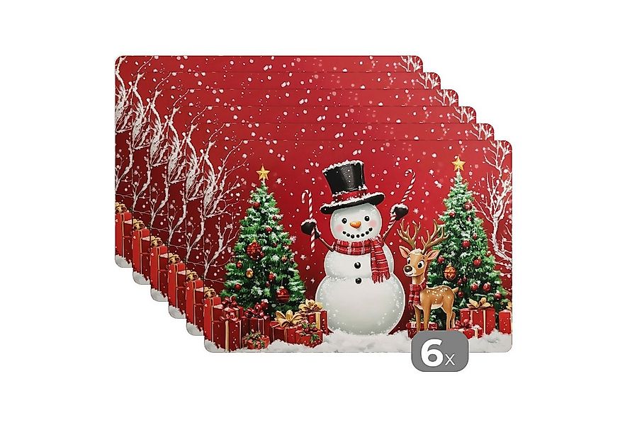 MuchoWow Platzset Freude am Feiern - Winterwald - Farbenfroh, (6-St), Platz günstig online kaufen