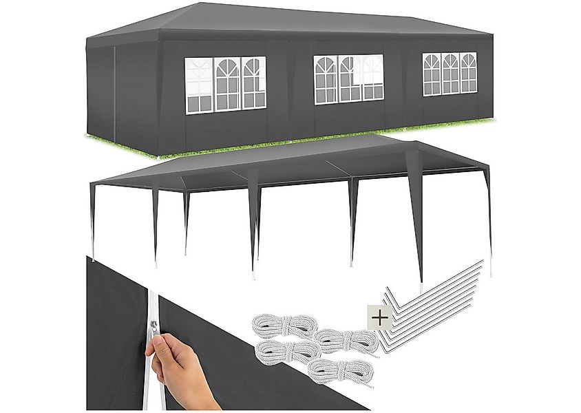 tectake Pavillon Partyzelt Miramas mit 8 Seitenteilen, wasserdicht, 9x3m, m günstig online kaufen