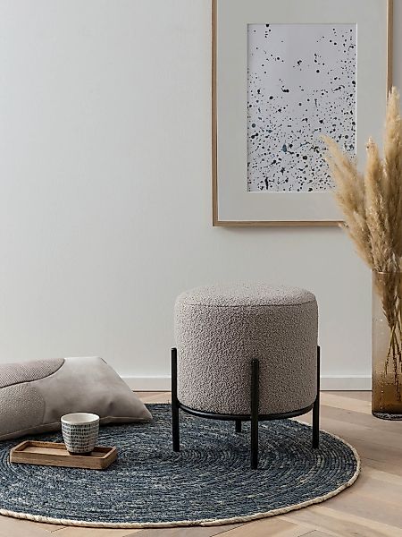 SalesFever Polsterhocker, mit Design-Gestell aus schwarzem Metall günstig online kaufen
