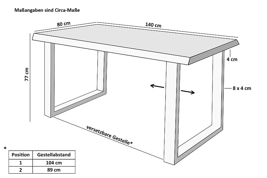 SAM® Esstisch Thoran, Holz-Optik Grau, U-Metallgestell, günstig online kaufen