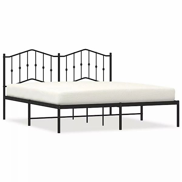 vidaXL Bettgestell Bettgestell mit Kopfteil Metall Schwarz 180x200 cm Bett günstig online kaufen