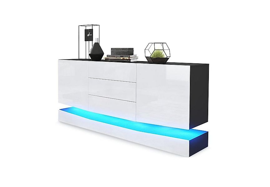 Vladon Sideboard City (Kommode mit 2 Türen, und 3 Schubladen inkl. LED-Bele günstig online kaufen