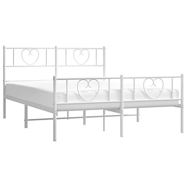 vidaXL Bett Bettgestell mit Kopf- und Fußteil Metall Weiß 120x200 cm günstig online kaufen