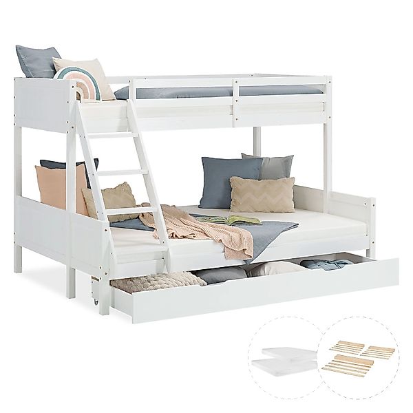 Homestyle4u Etagenbett mit 2 Matratzen und Bettkasten 90x200 und 140x200 in günstig online kaufen