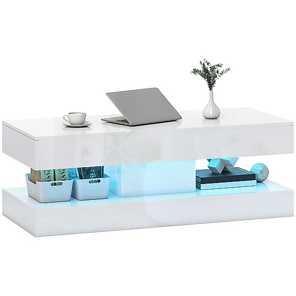 HOMCOM Couchtisch mit 12-Farbiger LED Beleuchtung, günstig online kaufen