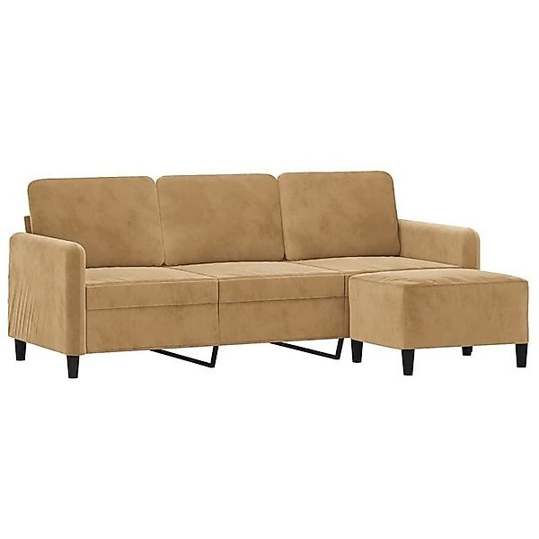vidaXL Sofa 3-Sitzer-Sofa mit Hocker Braun 180 cm Samt günstig online kaufen