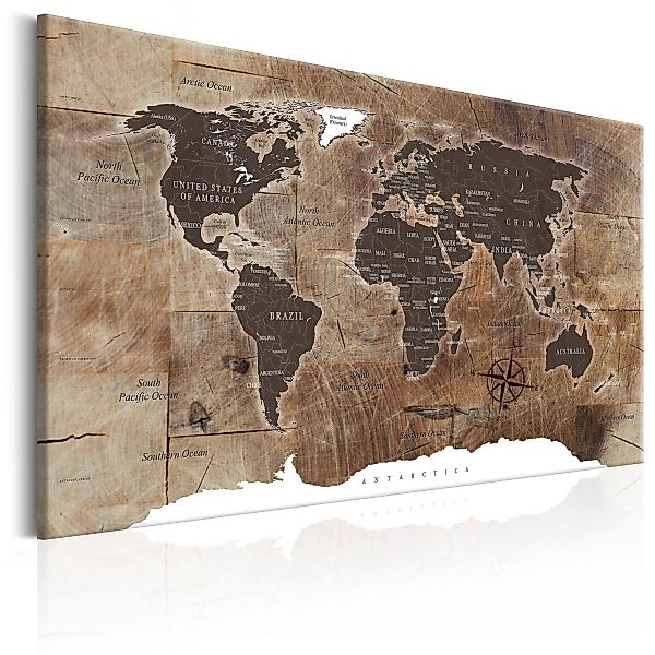 Wandbild - World Map: Wooden Mosaic günstig online kaufen