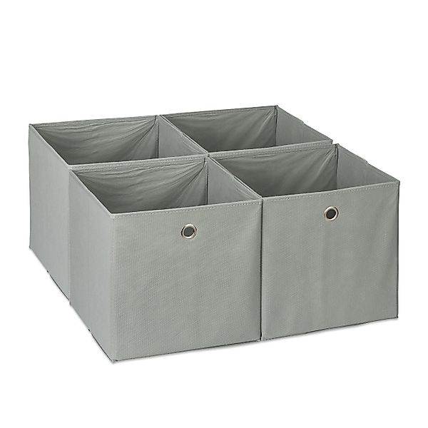 relaxdays Aufbewahrungsbox im 4er Set, Grau günstig online kaufen