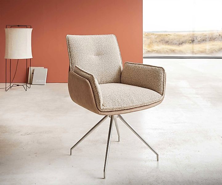 Drehstuhl Nela-Flex Materialmix Schlamm Kreuzgestell konisch Edelstahl 180° günstig online kaufen
