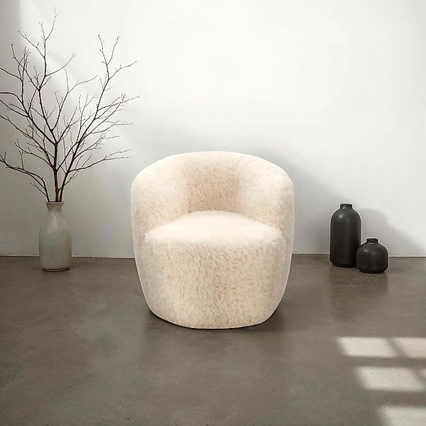 DOMO collection Sessel "Obidos moderner Loungesessel" Flausch, creme günstig online kaufen