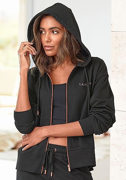 LASCANA Kapuzensweatjacke mit kupferfarbenen Reißverschluss und günstig online kaufen