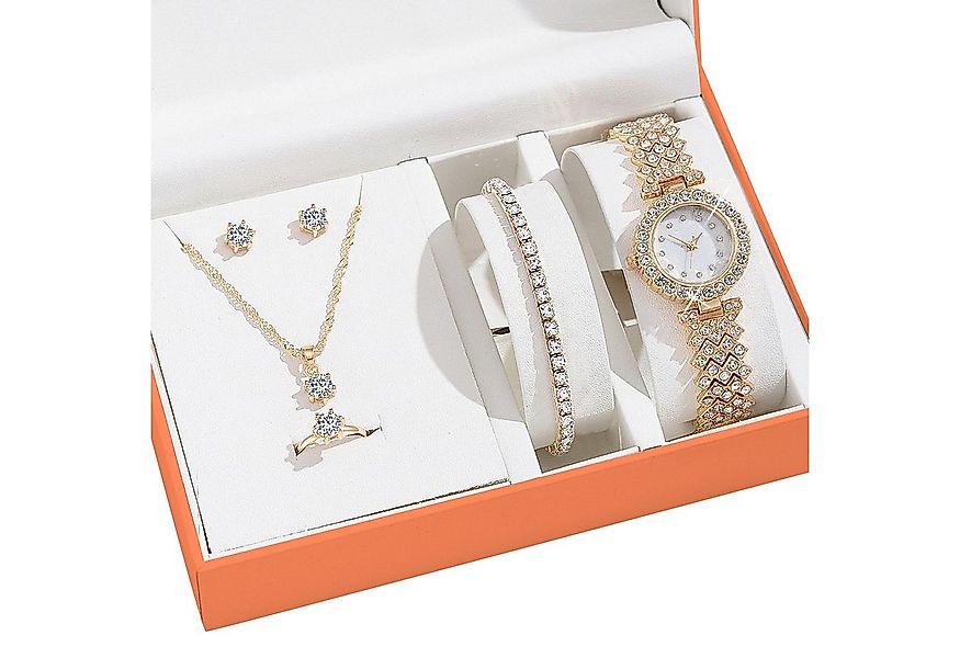 OKWISH Quarzuhr 5er Damen Schmuck Set Geschenkset Strassset Uhrset, (Analog günstig online kaufen