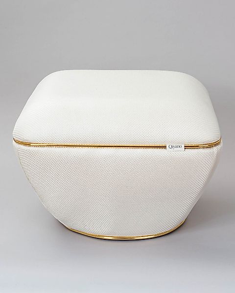 Qiyano Hocker Moderner Sitzpouf Struktur Beige, günstig online kaufen