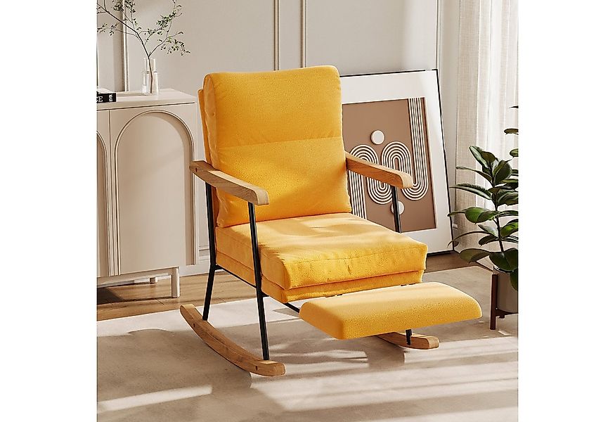 FUROKOY Schaukelsessel Schaukelstuhl mit versteckten Beinstützen, Stillsess günstig online kaufen