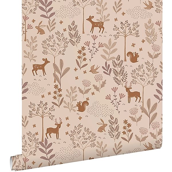ESTAhome Tapete Wald mit Waldtieren Violettrosa 53 cm x 10.05 m günstig online kaufen