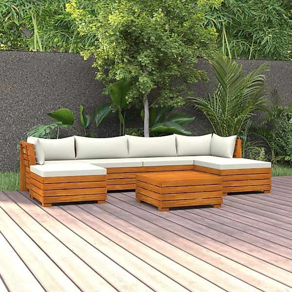 7-tlg. Garten-lounge-set Mit Kissen Massivholz Akazie günstig online kaufen