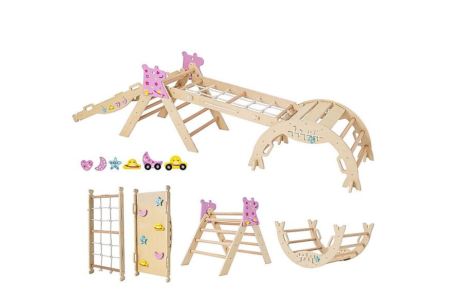 COSTWAY Klettergerüst, (4-St), mit Rutsche, Kletterbogen, Netz, doppelseiti günstig online kaufen