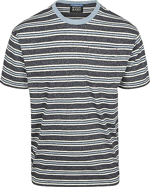 Scotch And Soda T-shirt Streifen Blau - Größe L günstig online kaufen
