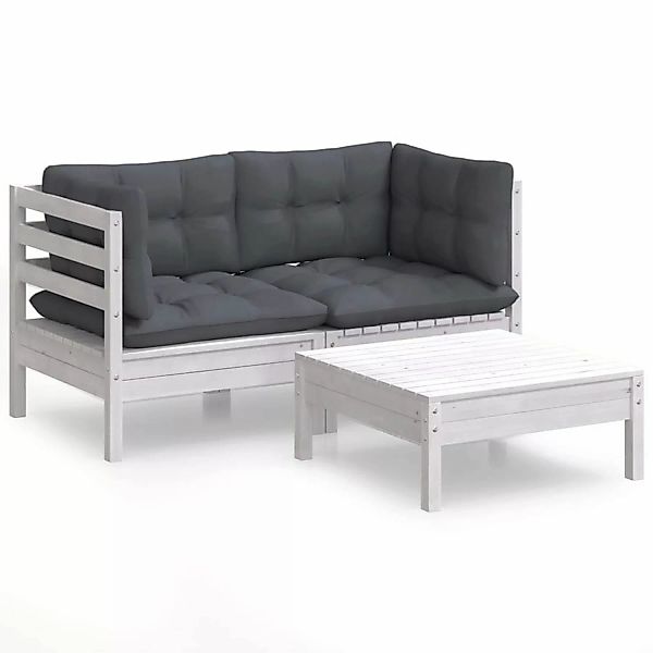 vidaXL Gartenlounge-Set 3-tlg. Garten-Lounge-Set mit Anthrazit günstig online kaufen