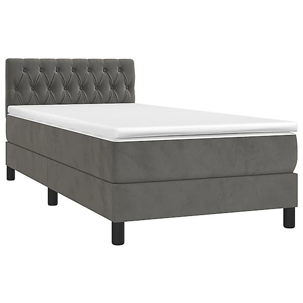 vidaXL Boxspringbett mit Matratze & LED Dunkelgrau 90x190 cm Samt 3134556 günstig online kaufen
