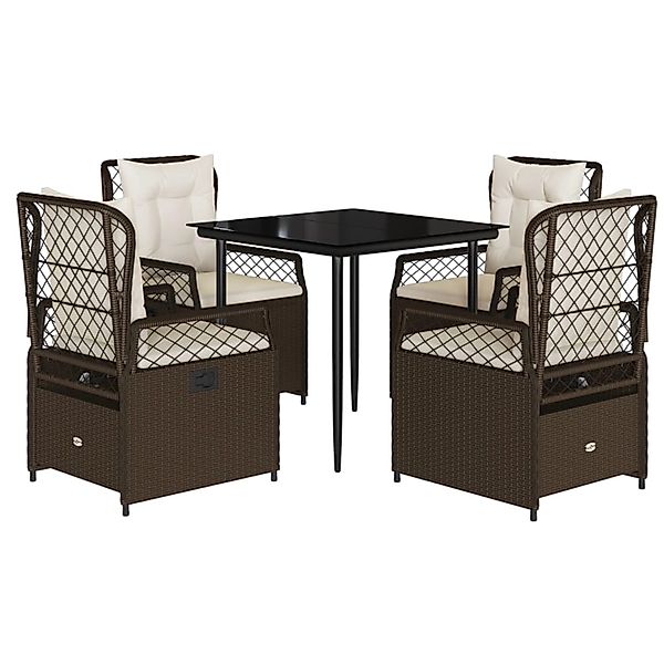 vidaXL 5-Tlg Garten-Essgruppe mit Kissen Braun Poly Rattan 3262972 günstig online kaufen