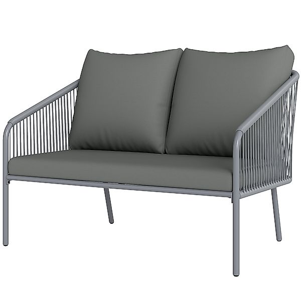 Outsunny Gartensofa mit Kissen 2-Sitzer Rattan Sofa Lounge Sofa Outdoor Bal günstig online kaufen