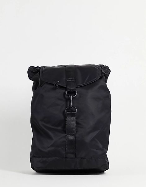 ASOS DESIGN – Rucksack aus schwarzem Nylon mit Karabinerverschluss auf der günstig online kaufen