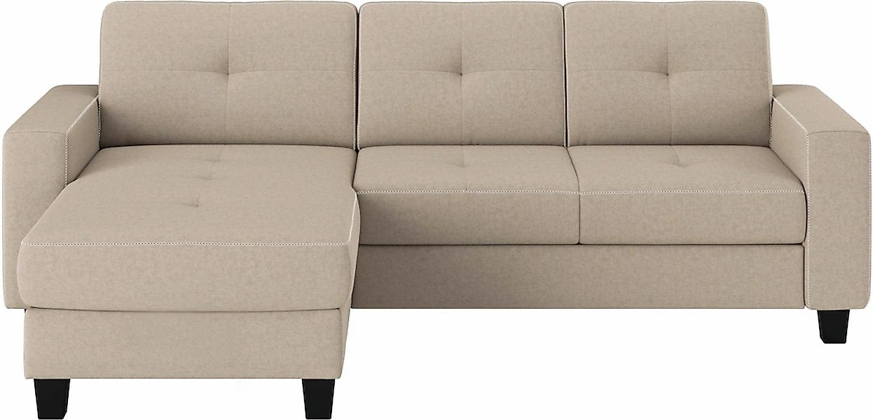 Places of Style Ecksofa "Varese L-Form", Kreuznaht in beige günstig online kaufen