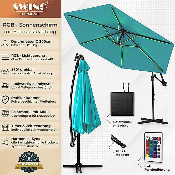 Swing&Harmonie Sonnenschirm mit RGB Beleuchtung LED günstig online kaufen