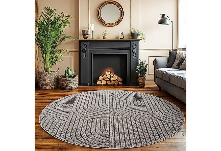 SIMPEX24 Designteppich Einfarbig Boucle Loop, Rund, Höhe: 7 mm, Teppich Woh günstig online kaufen