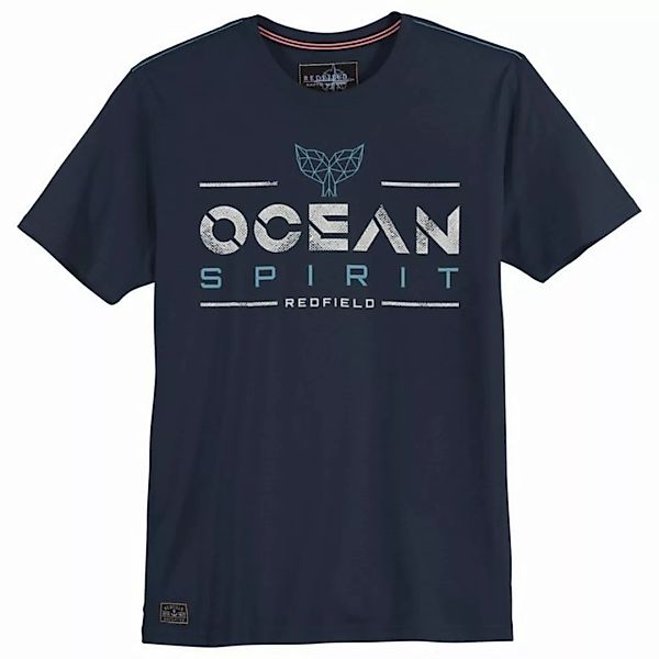 redfield Rundhalsshirt Große Größen Herren T-Shirt navy Print Ocean Spirit günstig online kaufen
