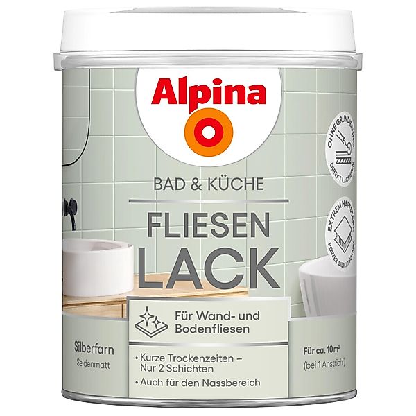Alpina Fliesen-Lack Bad & Küche 2 Komponenten Silberfarn Seidenmatt 750 ml günstig online kaufen