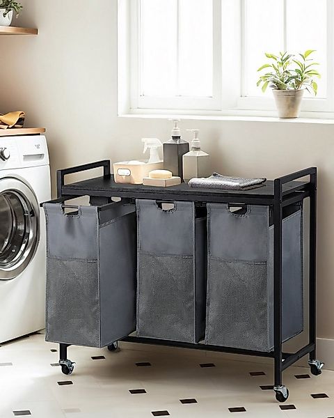 CALIYO Wäschekorb Wäschekorb 3 Fächer, Wäschesammler mit Ablage, Wäschebox günstig online kaufen