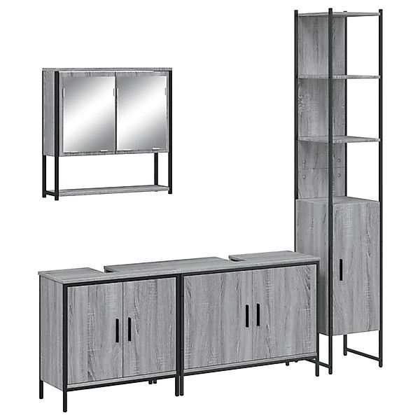 vidaXL 4-Tlg Badmöbel-Set Grau Sonoma Holzwerkstoff 3214693 günstig online kaufen