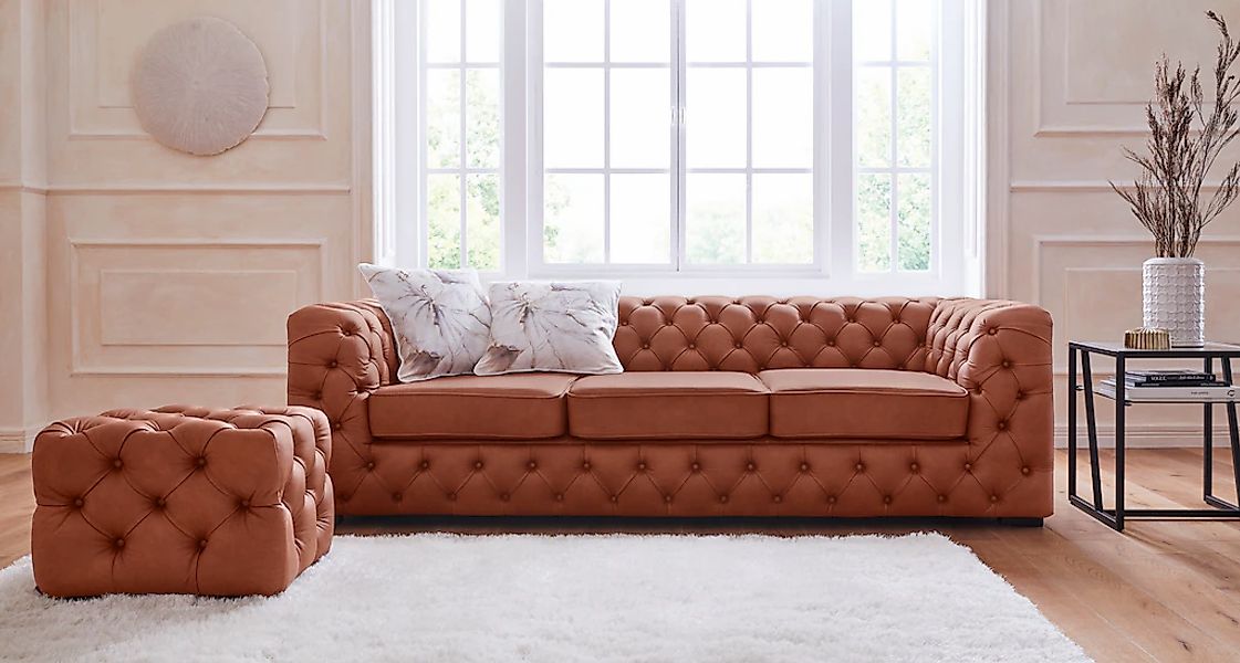 Home affaire Chesterfield-Sofa "Kalina" klassische Chesterfield-Knopfheftun günstig online kaufen