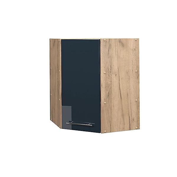 Vicco Eckhängeschrank Fame-Line Dunkelblau Hochglanz/Goldkraft Eiche 57 cm günstig online kaufen