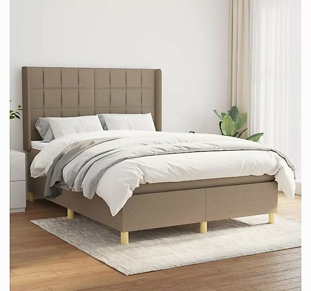 vidaXL Boxspringbett Boxspringbett mit Matratze Taupe 140x200 cm Stoff Bett günstig online kaufen