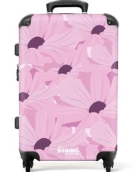 NoBoringSuitcases.com© Hartschalen-Trolley Rosa mit violetten Blüten günstig online kaufen