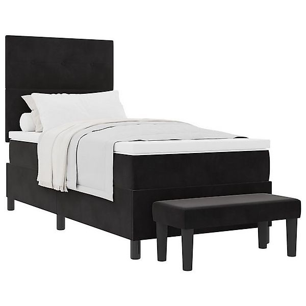 vidaXL Bett Boxspringbett mit Matratze und Bank Schwarz 100x200 cm Velours günstig online kaufen