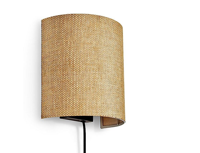 hofstein Wandleuchte Wandlampe aus Metall/Bast in Schwarz/Natur, ohne Leuch günstig online kaufen