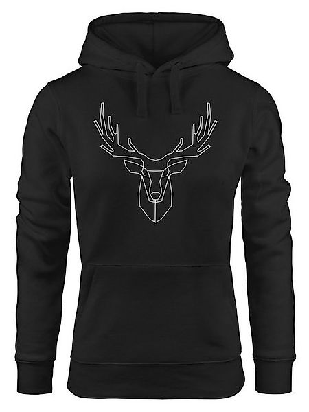 Neverless Hoodie Hoodie Damen Aufdruck Hirsch Geweih Polygon Motiv Print Fa günstig online kaufen