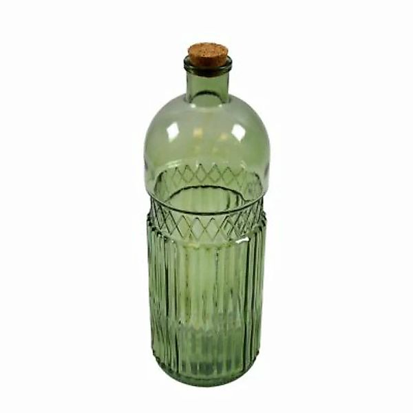 B & S Dekoartikel Flasche Retro Rillen Satin grün H 32 cm günstig online kaufen
