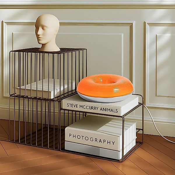 Lindby LED-Tisch-/Wandlampe Fjora, orange/chrom, Ø30cm, dim. günstig online kaufen